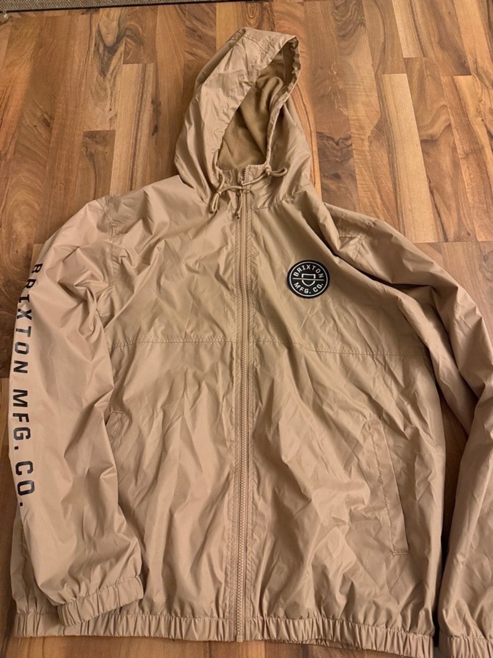 Brixton Hooded Windbreaker Jacket in Tan